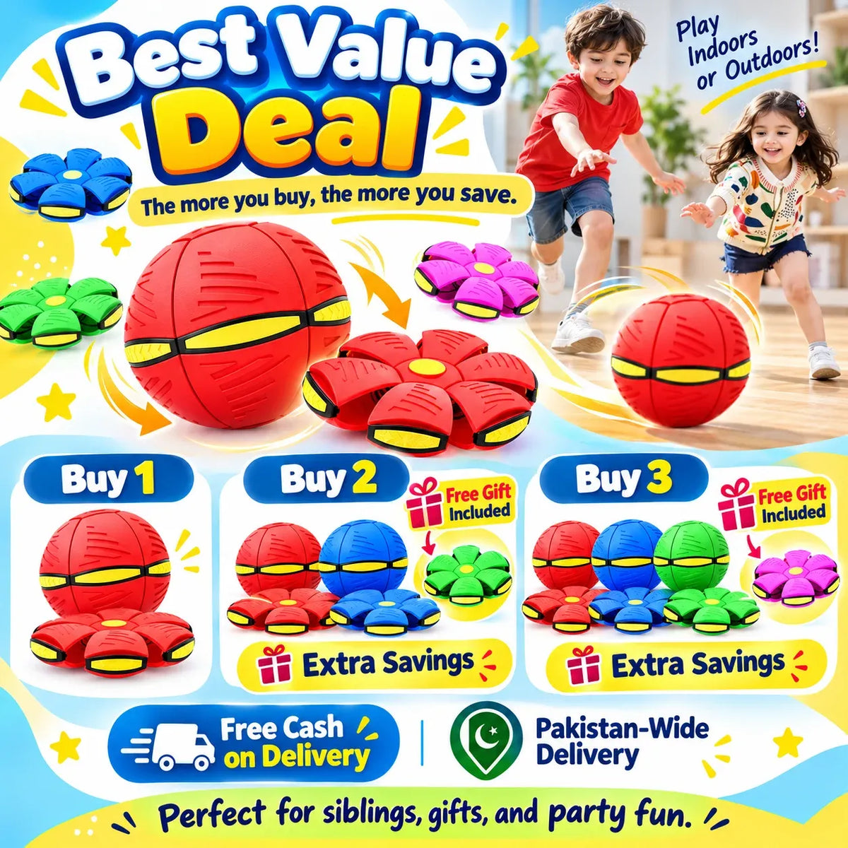Magic Pop-Up UFO Ball โ 2-in-1 Flying Disc & Ball Toy with Lights