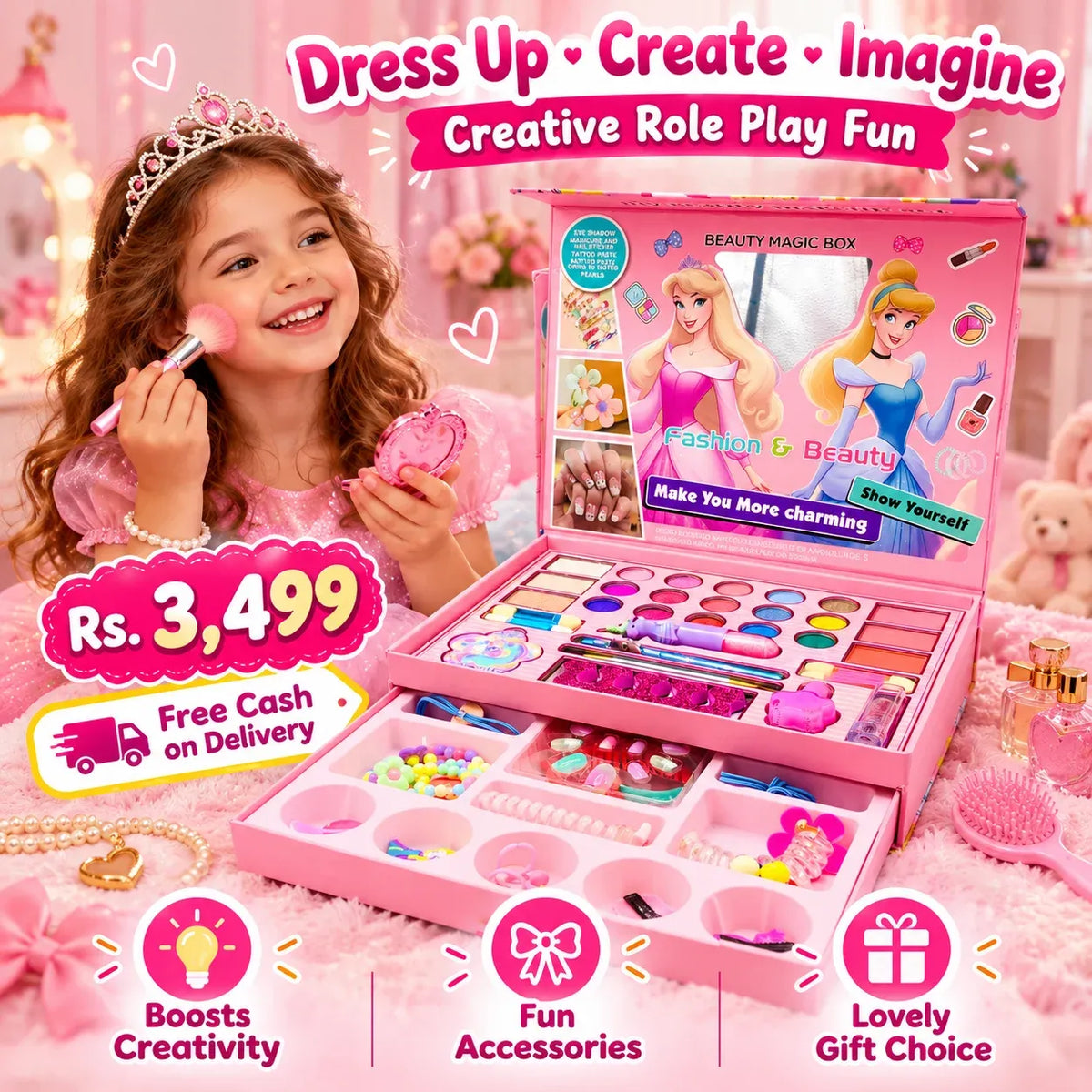 2 in 1 Girls Makeup & Jewellery Set | FREE Delivery