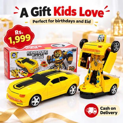 2-in-1 Transformer Robot Car | Lights, Music & 360° Spins