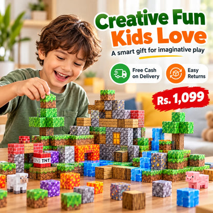 24-Piece Magnetic MINECRAFT Building Blocks for Kids FREE DELIVERY
