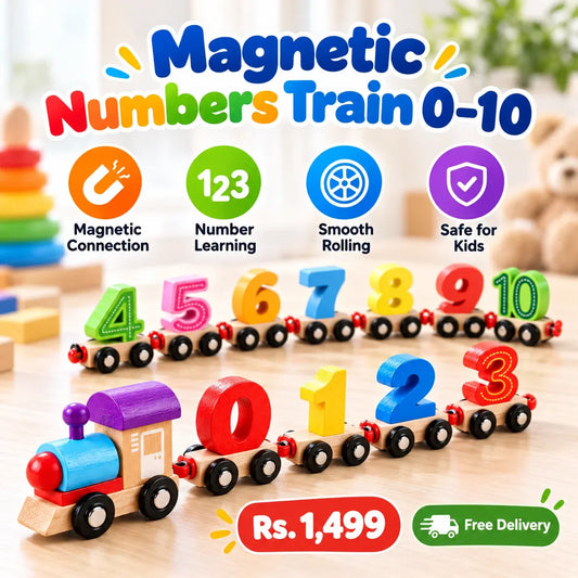 Magnetic Numbers Train 0–10 | Wooden Counting Toy for Kids