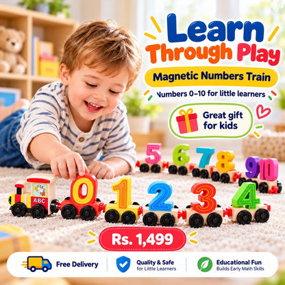 Magnetic Numbers Train 0–10 | Wooden Counting Toy for Kids