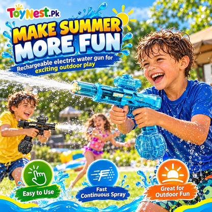 Automatic Electric Water Gun for Kids – Rechargeable High-Pressure Water Blaster