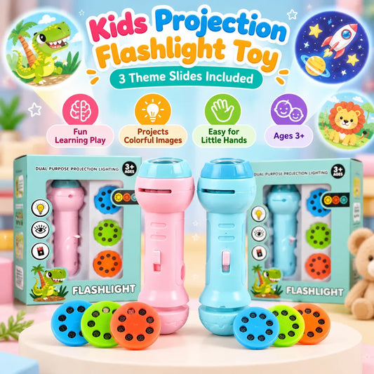 Kids Magic Projection Flashlight – Learn & Explore with 3 Picture Discs