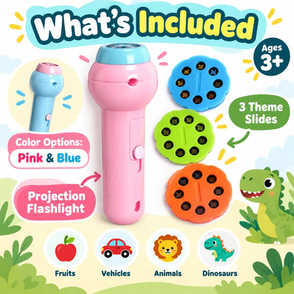 Kids Magic Projection Flashlight – Learn & Explore with 3 Picture Discs