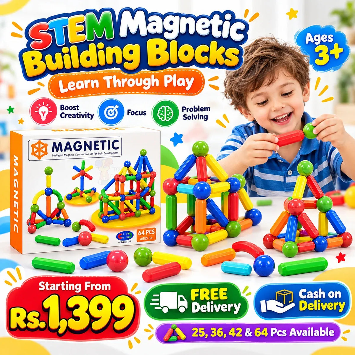 STEM Magnetic Building Blocks – Creative Learning Toy for Kids 🧲