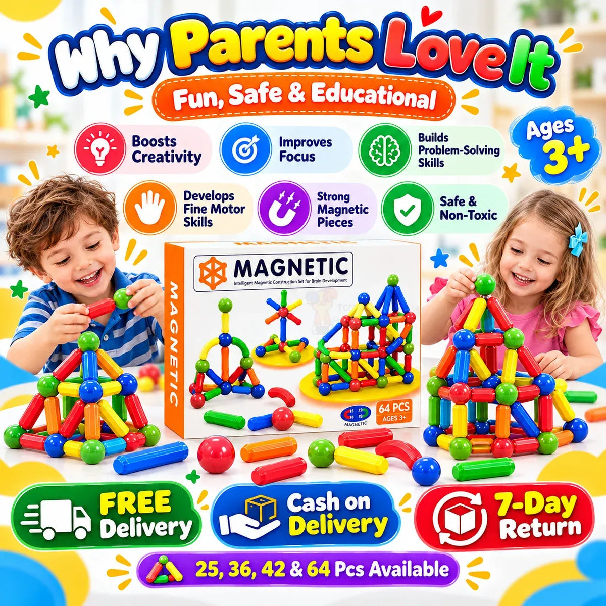 STEM Magnetic Building Blocks – Creative Learning Toy for Kids 🧲