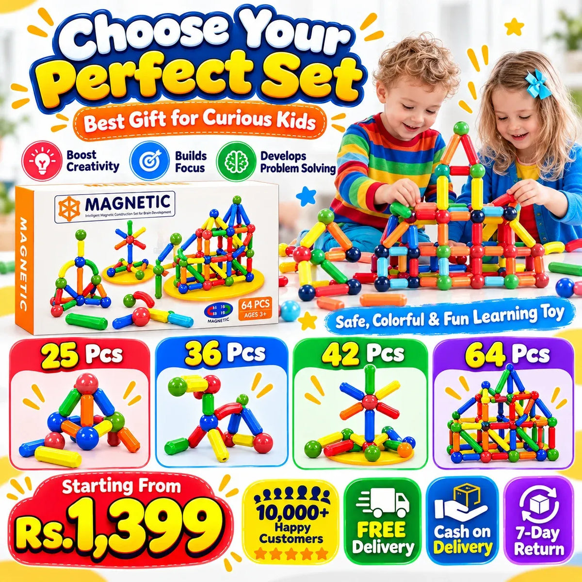 STEM Magnetic Building Blocks – Creative Learning Toy for Kids 🧲