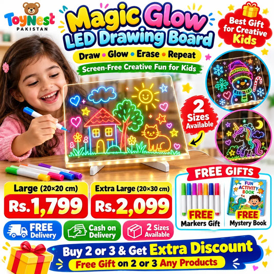 Magic Glow LED Drawing Board With Free Markers & Mystery Book