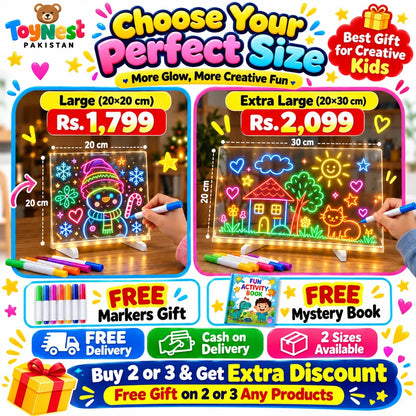 Magic Glow LED Drawing Board With Free Markers & Mystery Book