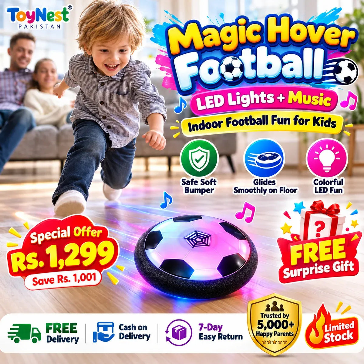 Magic Hover Football for Kids – LED Lights & Music