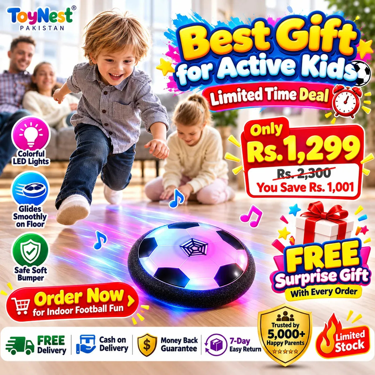 Magic Hover Football for Kids – LED Lights & Music