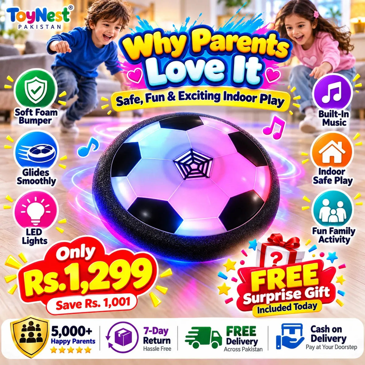 Magic Hover Football for Kids – LED Lights & Music