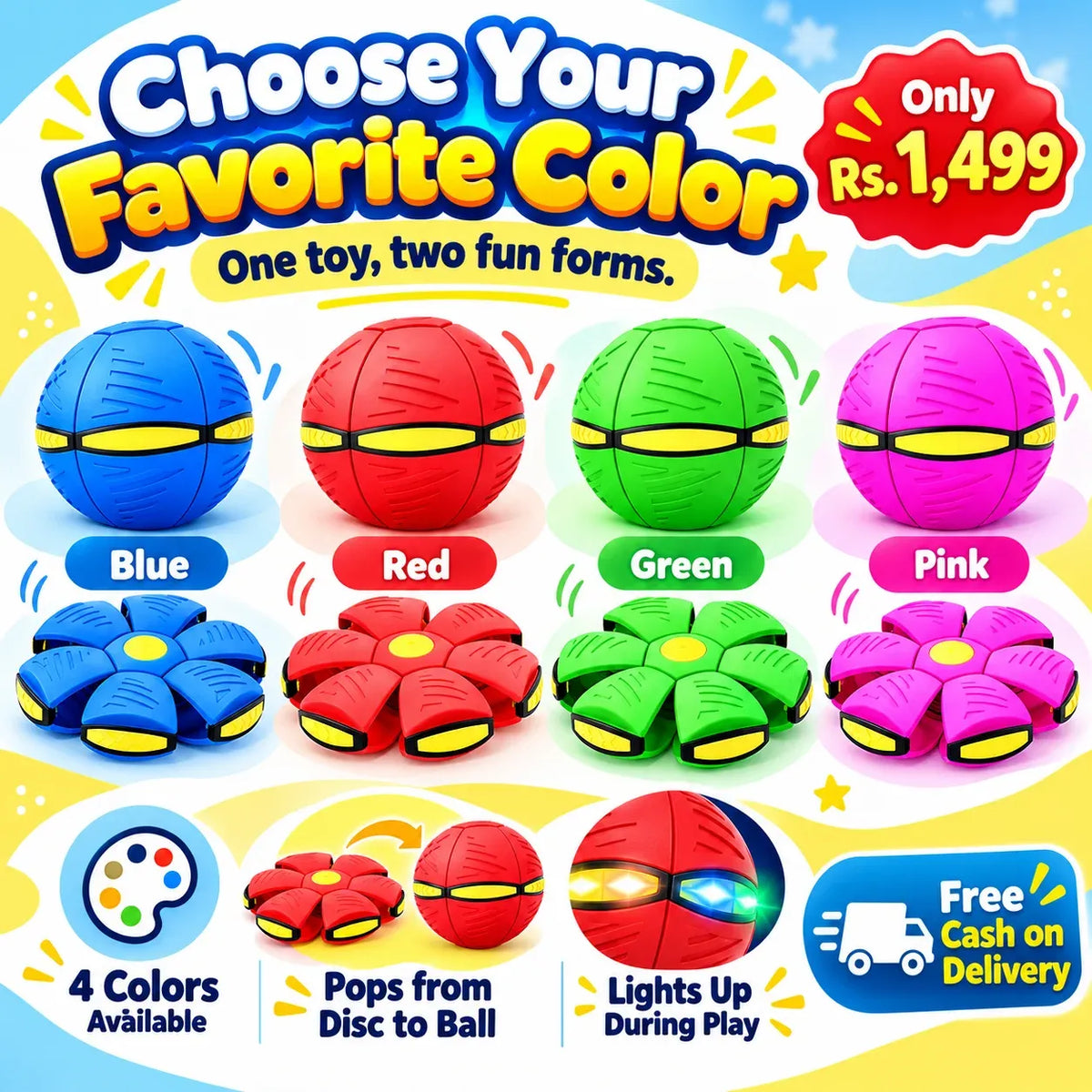 Magic Pop-Up UFO Ball – 2-in-1 Flying Disc & Ball Toy with Lights