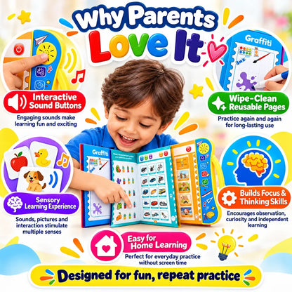 Interactive Talking Study Book for Kids I Learn ABCs, Numbers & Sounds I Educational Sound & Learning Activity Book