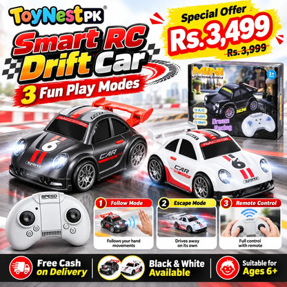 Smart RC Drift Car – 3-in-1 Follow & Escape Modes | Free Delivery