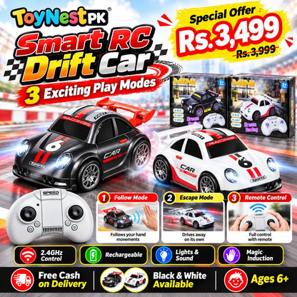 Smart RC Drift Car – 3-in-1 Follow & Escape Modes | Free Delivery