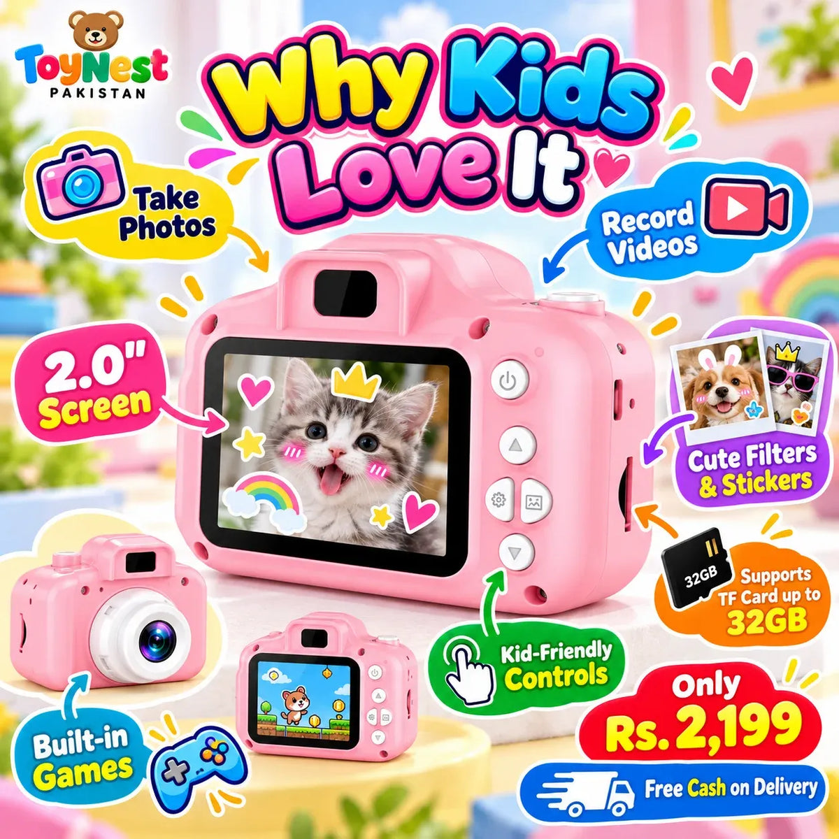 Mini Digital Kids Camera – Photos, Videos & Fun Filters | Free Delivery