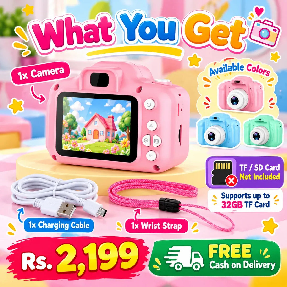 Mini Digital Kids Camera – Photos, Videos & Fun Filters | Free Delivery