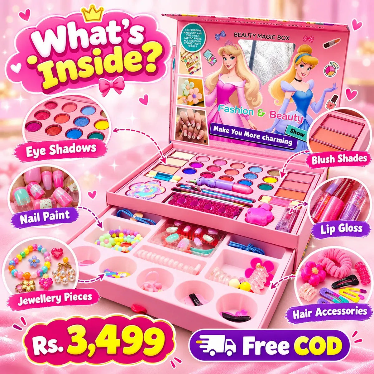 2 in 1 Girls Makeup & Jewellery Set | FREE Delivery