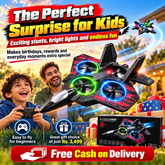 Remote Control Fighter Jet — 360 Degree Stunts with LED Lights