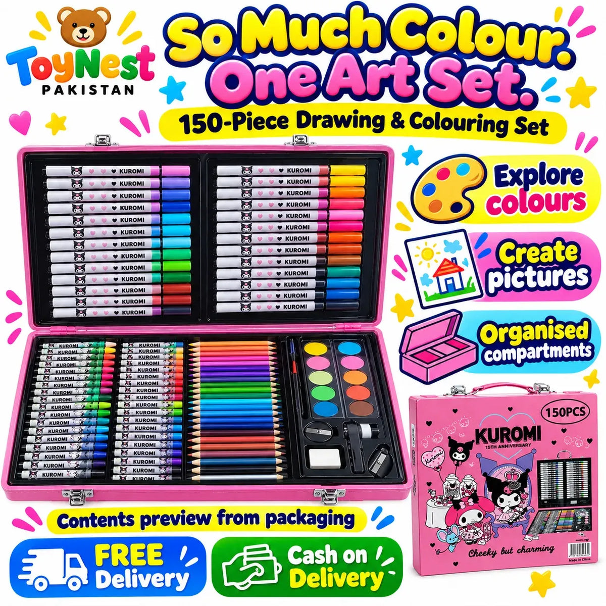 150-Piece Art And Drawing Set – Pink 15th Anniversary With FREE Delivery
