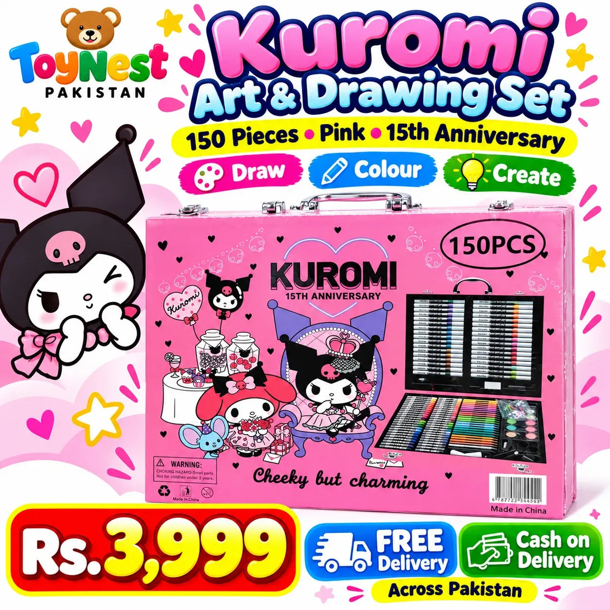 150-Piece Art And Drawing Set – Pink 15th Anniversary With FREE Delivery