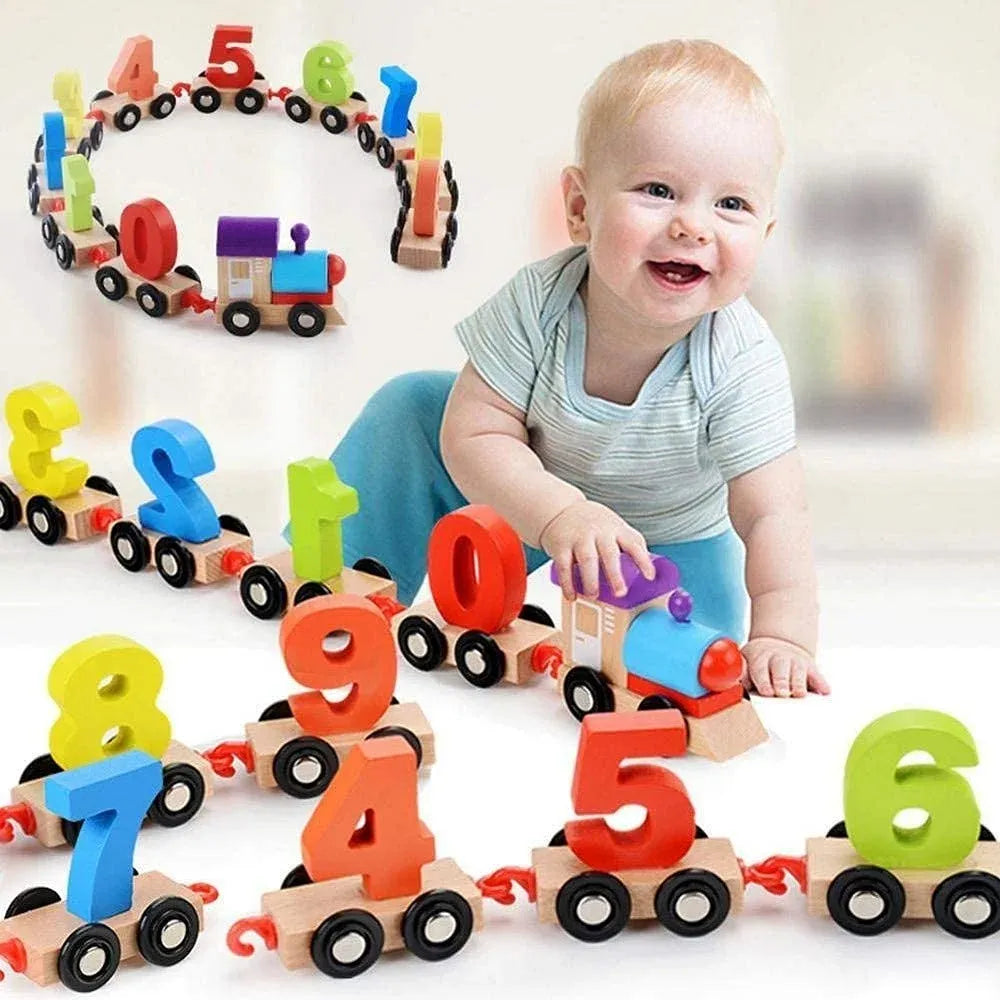 Wooden Number Train Toy 0-10 | Magnetic Educational Learning Set for Kids