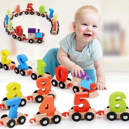 Wooden Number Train Toy 0-10 | Magnetic Educational Learning Set for Kids