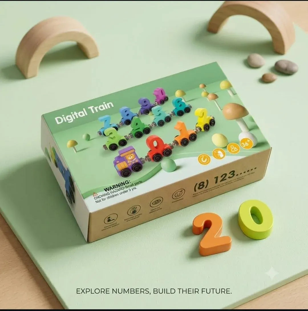 Wooden Number Train Toy 0-10 | Magnetic Educational Learning Set for Kids
