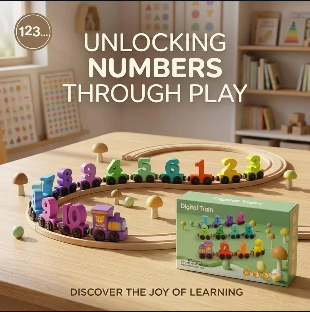 Wooden Number Train Toy 0-10 | Magnetic Educational Learning Set for Kids