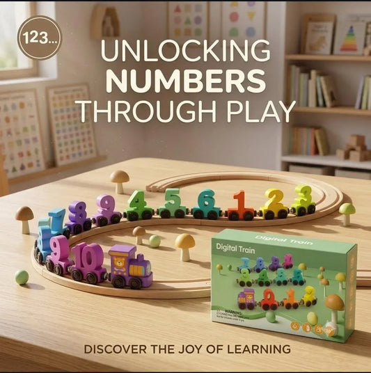 Wooden Number Train Toy 0-10 | Magnetic Educational Learning Set for Kids