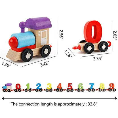 Wooden Number Train Toy 0-10 | Magnetic Educational Learning Set for Kids
