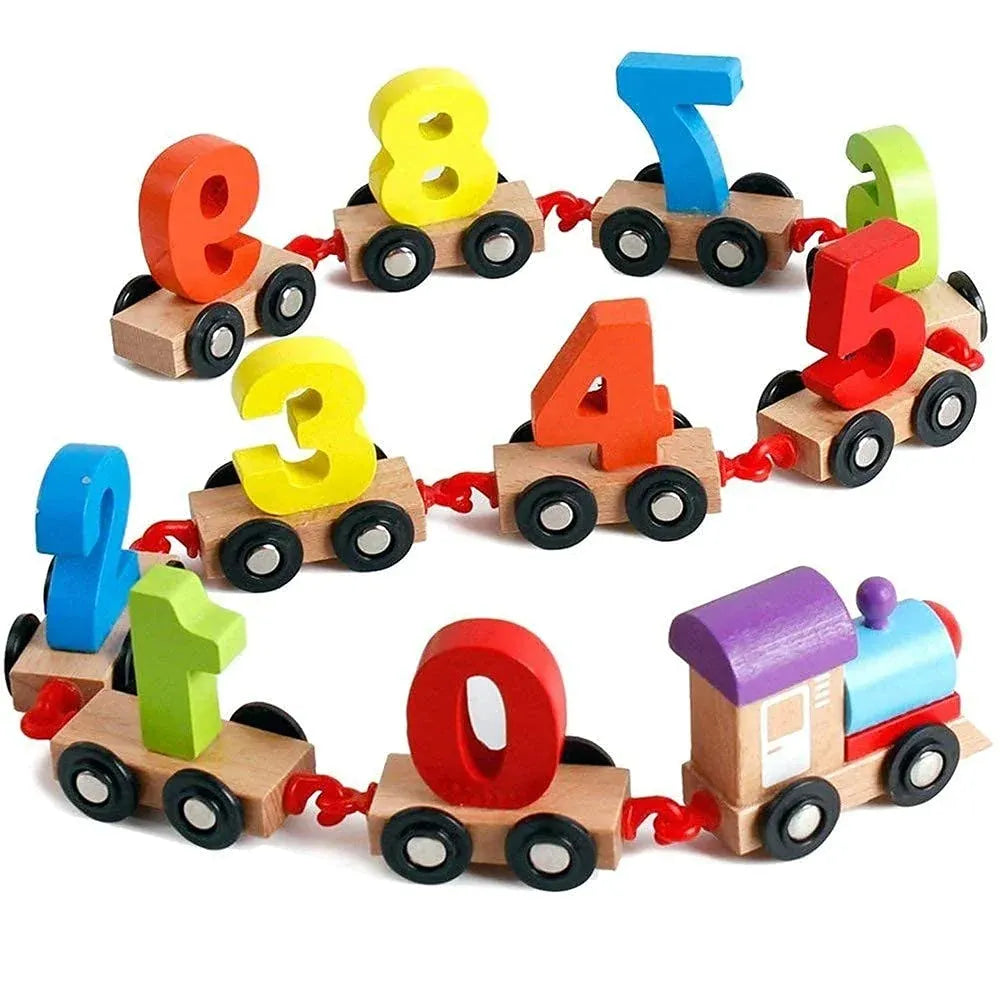 Wooden Number Train Toy 0-10 | Magnetic Educational Learning Set for Kids